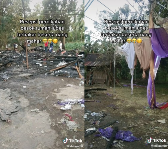 Rumah pengantin ini terbakar jelang pernikahan, uang mahar ikut hangus