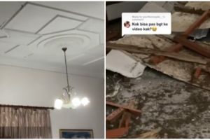 Detik-detik plafon rumah ambruk akibat rayap, bikin bergidik ngeri