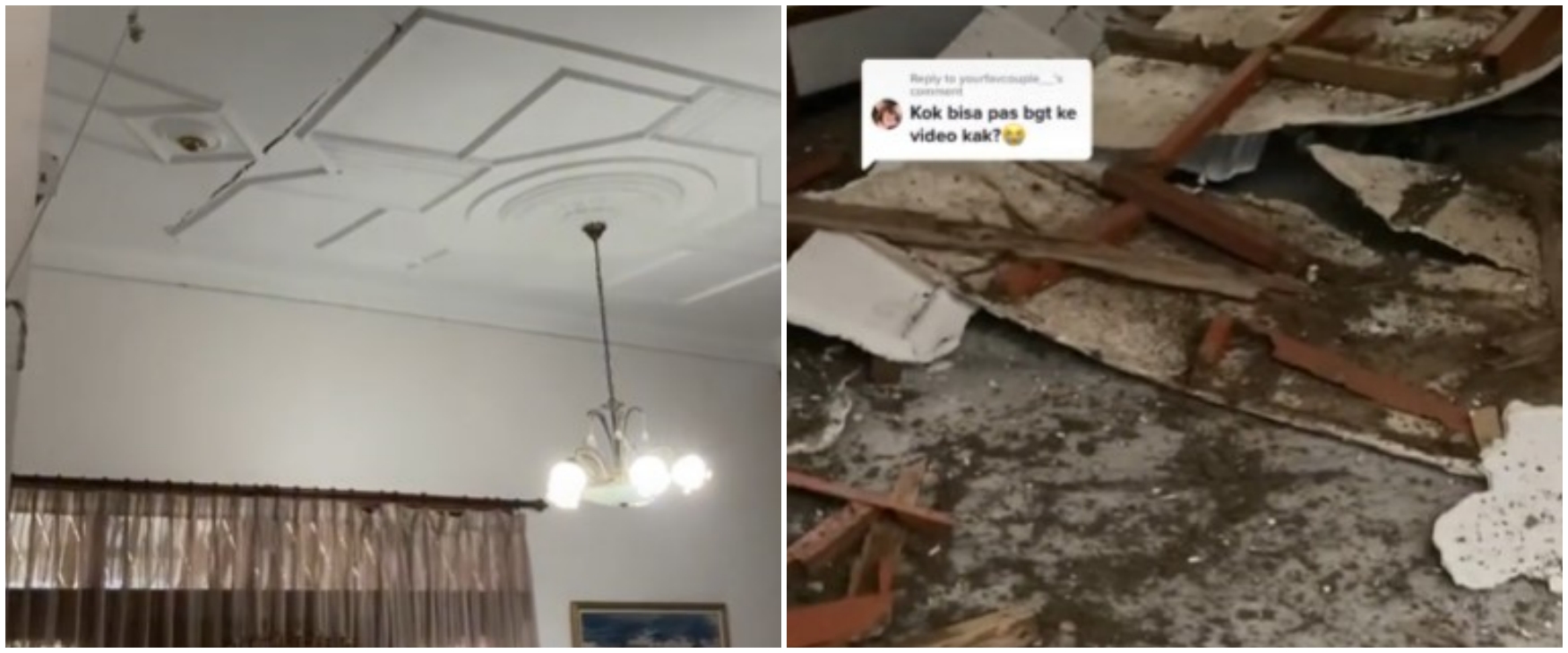 Detik-detik plafon rumah ambruk akibat rayap, bikin bergidik ngeri