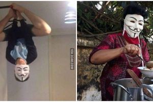 13 Potret konyol orang  bertopeng anonymous ini tampak penuh teka-teki