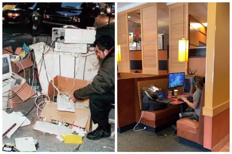 11 Potret nyeleneh gunakan PC di sembarang tempat, malah jadi ribet