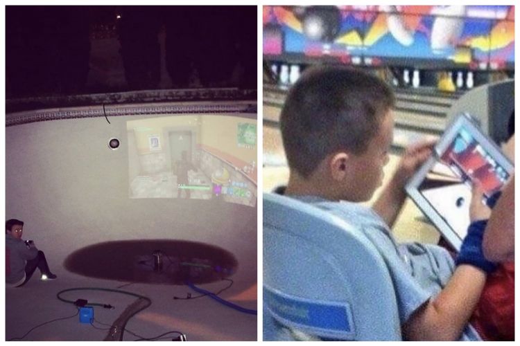 11 Potret lucu saat main game di tempat umum, bikin heran dan ngakak