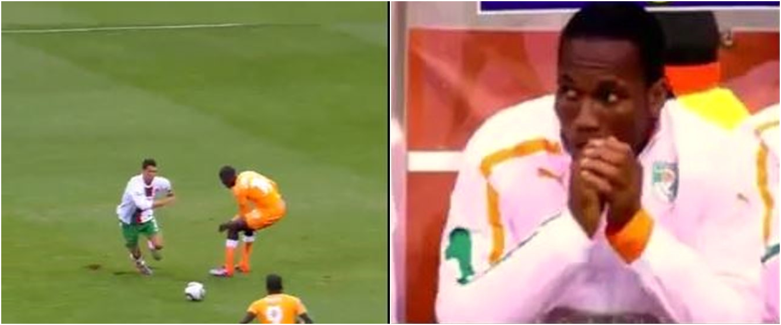 Momen Didier Drogba berdoa melihat tendangan Ronaldo di Piala Dunia