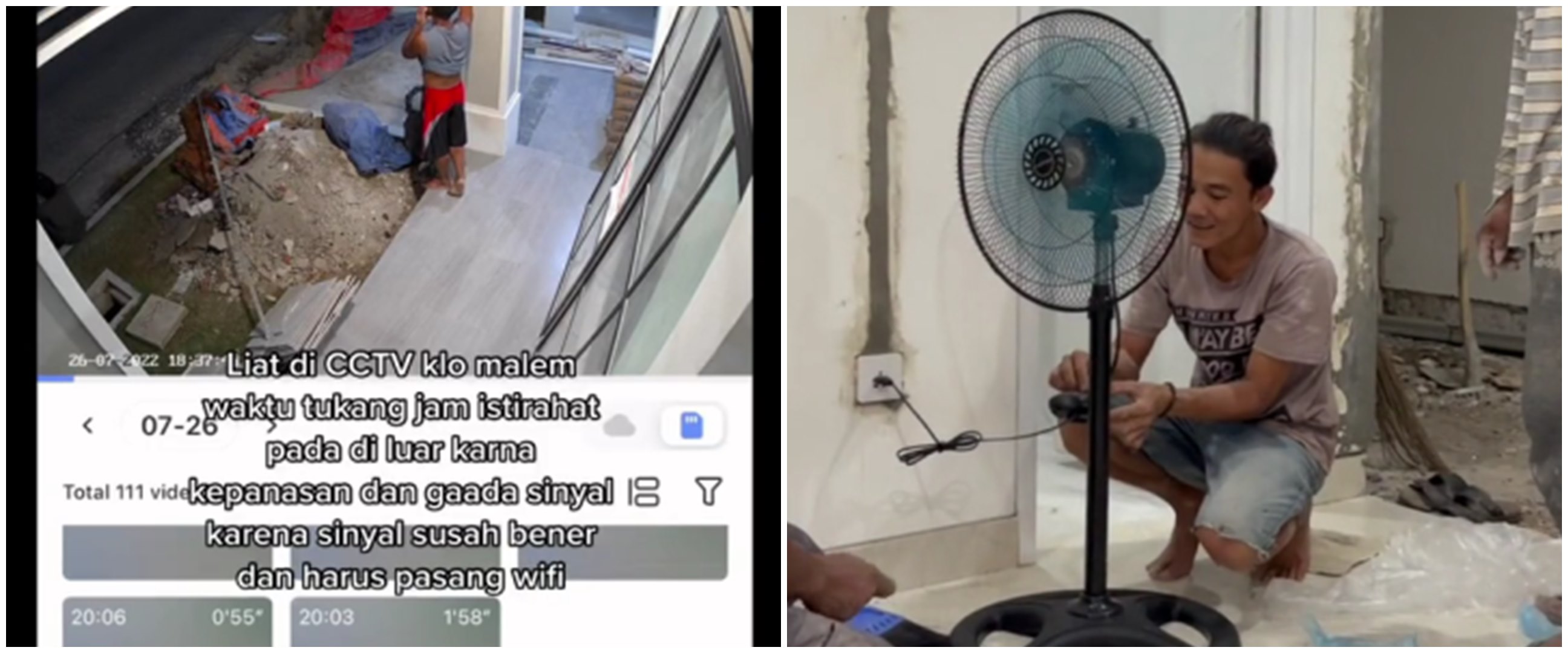 Aksi haru pemilik rumah pasang WiFi dan beli kipas untuk tukang