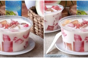 Cara membuat susu jelly semangka, segar dan bikin nambah