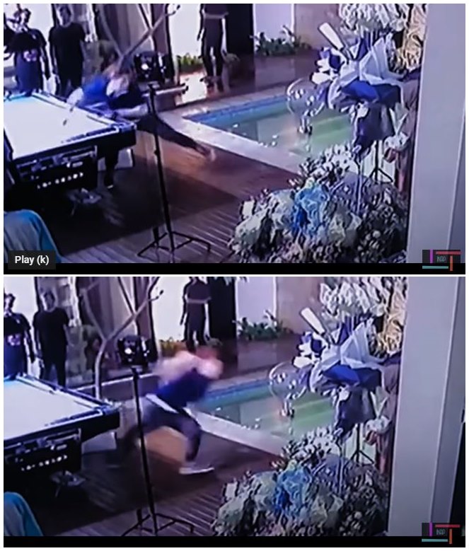 Detik-detik Rizky Billar jatuh saat lempar bola biliar ke Lesty Kejora