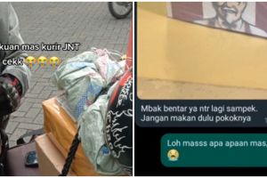 Momen wanita dapat bonus makanan dari kurir ini bikin iri netizen