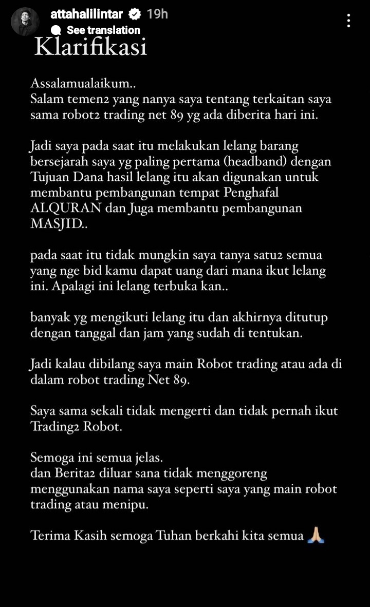 Terseret kasus robot trading, ini klarifikasi Atta & Kevin Aprilio