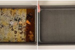 Cara simpel membersihkan loyang kue dari sisa adonan yang berkerak