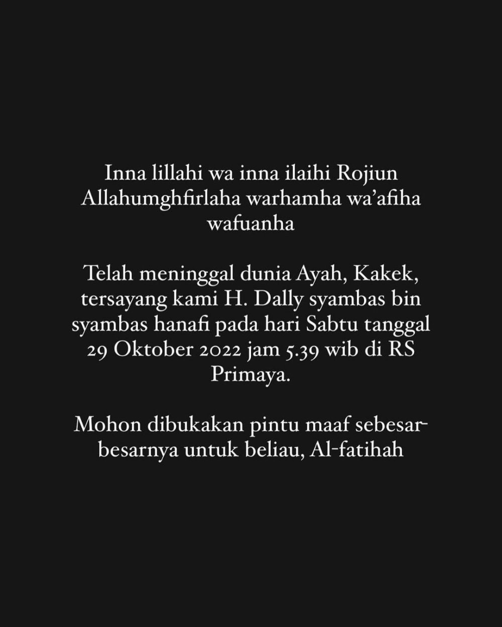 Kabar duka, ayah Tantri Kotak meninggal dunia