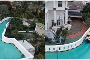 Penampakan jalan di lantai 2 rumah sultan, buat jalur mobil golf