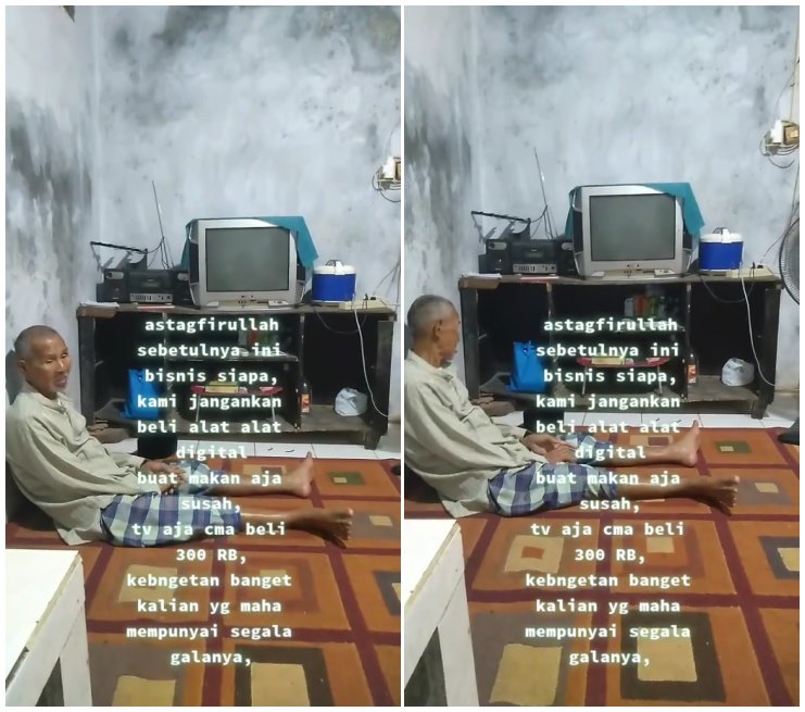 Momen kakek termenung di depan tv usai siaran analog dimatikan