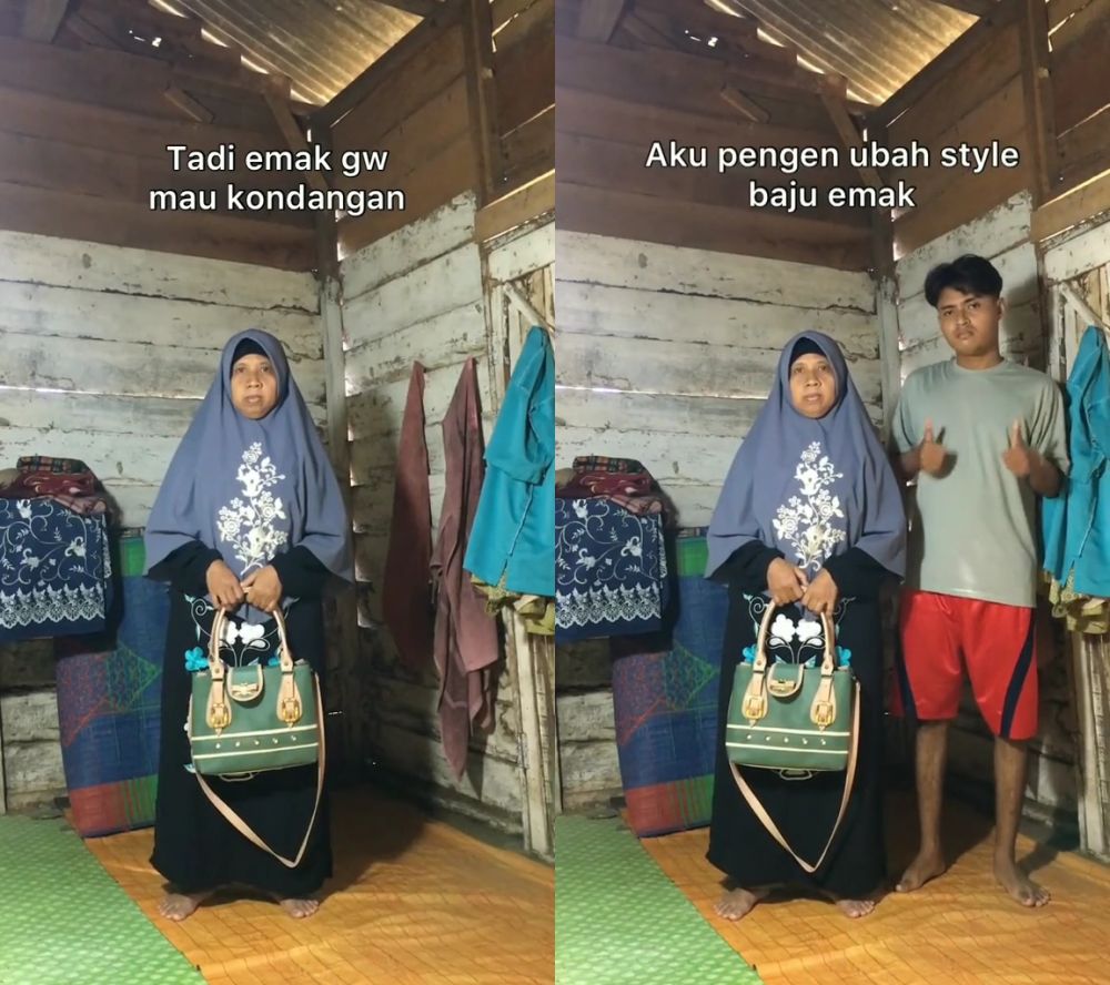 Momen lucu pria dandani ibunya ke kondangan, endingnya bikin ngakak