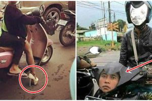 13 Foto pengendara motor ini ada yang aneh, harus jeli lihatnya