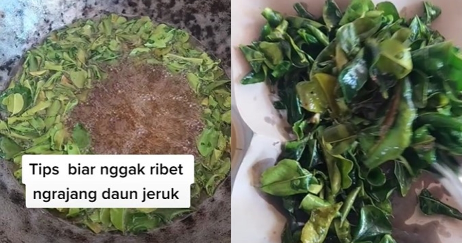 Trik jitu haluskan daun jeruk buat isian peyek, hemat waktu dan tenaga