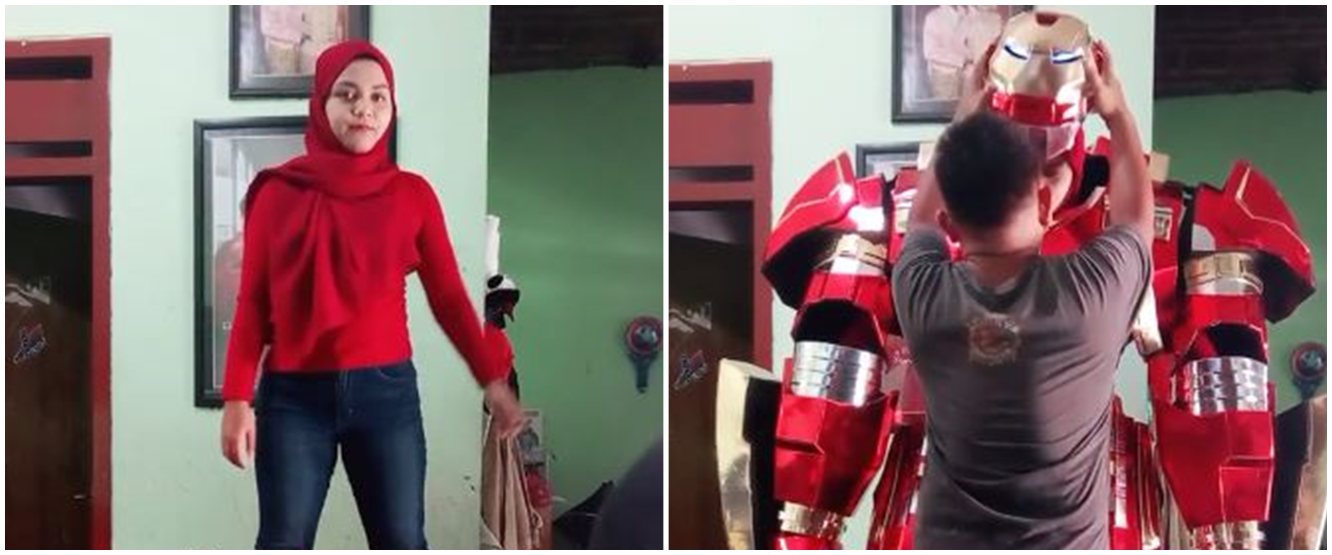 Dukung kreativitas suami, wanita ini rela jadi model kostum Iron Man