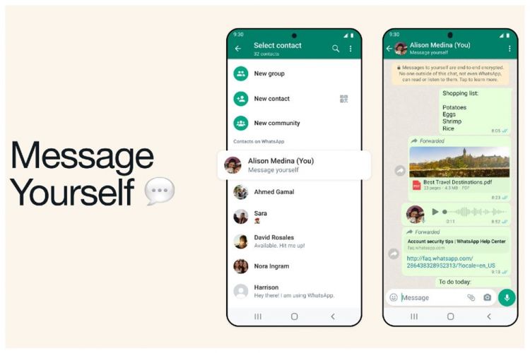 Cara pakai Message Yourself WhatsApp, bisa chat ke nomor WA sendiri