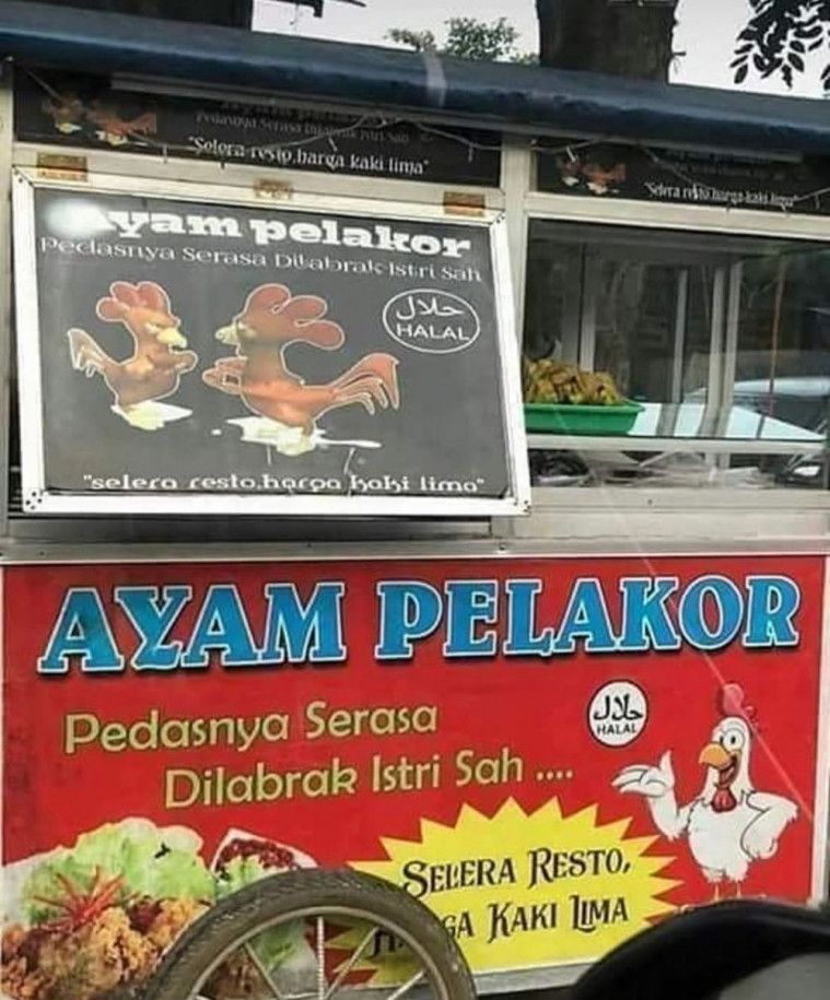 11 Potret tulisan lucu jualan ayam goreng ini bikin garuk kepala