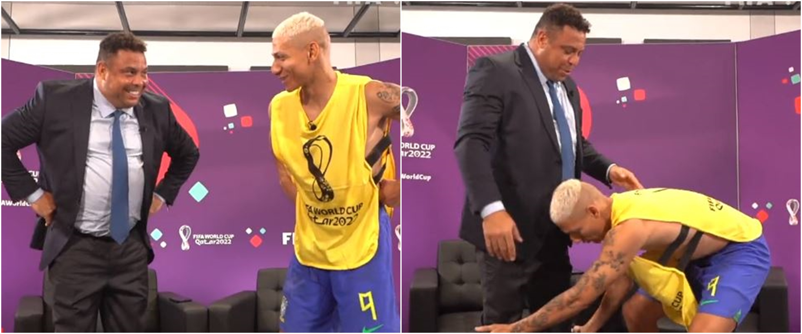Momen Ronaldo Nazario minta diajari selebrasi tarian ala Richarlison, ikut-ikutan usap kaki