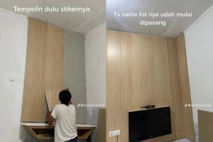 9 Potret makeover wall panel untuk TV versi low budget, hiasan dinding estetik berbahan gypsum