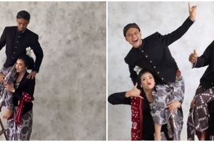 Viral emak-emak ikut tren gendong suami di pundak, ekspresinya tanpa beban bikin salah fokus