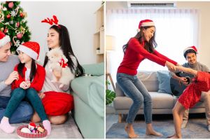 Si kecil bisa tersenyum tanpa paksaan, ini 5 ide pose foto rayakan Natal bersama keluarga di rumah
