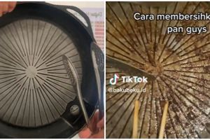 Cara bersihkan sisa bumbu yang lengket dan minyak di grill pan, simpel tanpa harus direndam