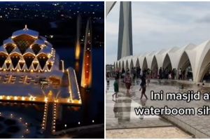 Baru diresmikan, begini penampakan Masjid Raya Al Jabbar ramai pengunjung bak waterboom