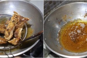 Cara mudah bersihkan minyak bekas goreng ikan, efektif basmi bau amis
