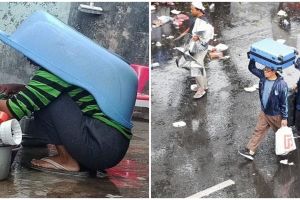 11 Potret kocak orang akali benda jadi payung ini nyeleneh pol