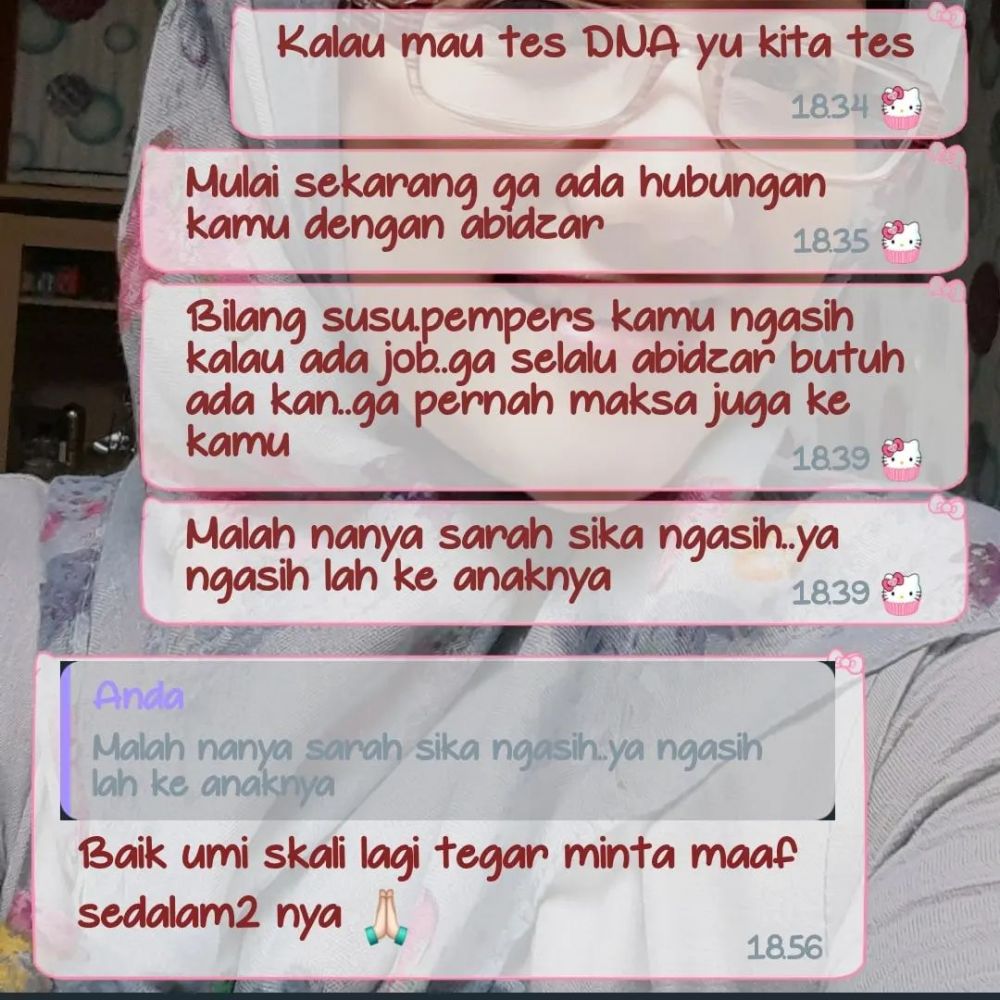 Ibu mertua unggah chat Tegar Septian, ungkap permohonan maaf usai tak akui anak