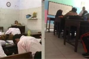 13 Penampakan nyeleneh di ruangan kelas ini bikin geleng kepala, bawa spring bed sampai tidur bersama