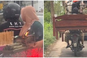 11 Tingkah lucu orang bonceng motor ini cuma ada di Indonesia, bawaannya bikin salah fokus