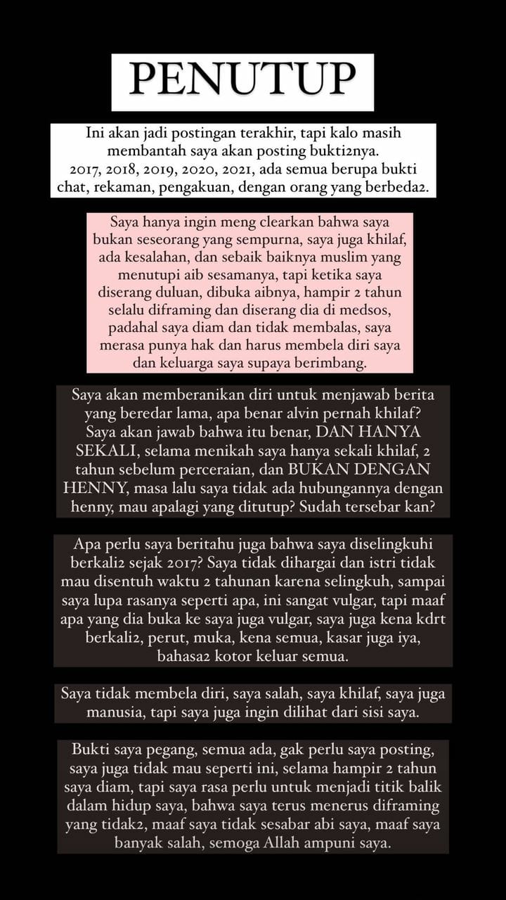 Bongkar aib masa lalu Larissa Chou, Alvin Faiz akui khilaf: selama menikah saya hanya sekali khilaf