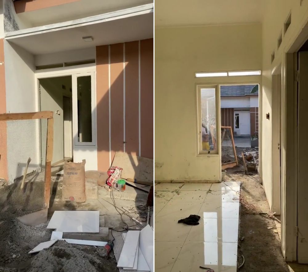 Makeover rumah tipe 36 jadi hunian mewah dan elegan, hasilnya luas dengan interior serba putih