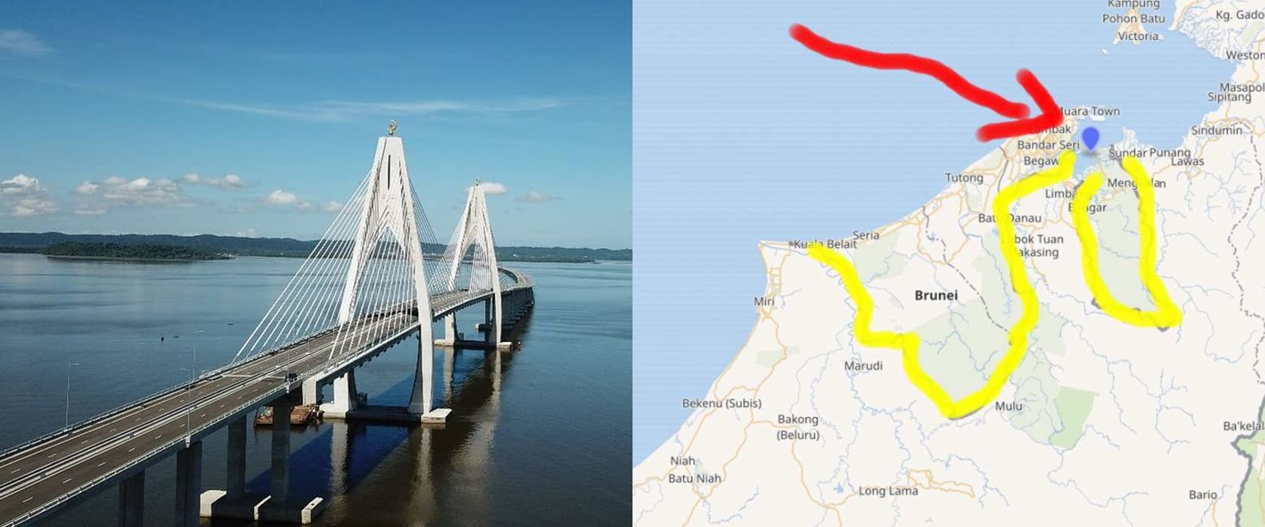Jembatan terpanjang Asia Tenggara ada di Brunei, sambungkan dua potong Brunei di Borneo