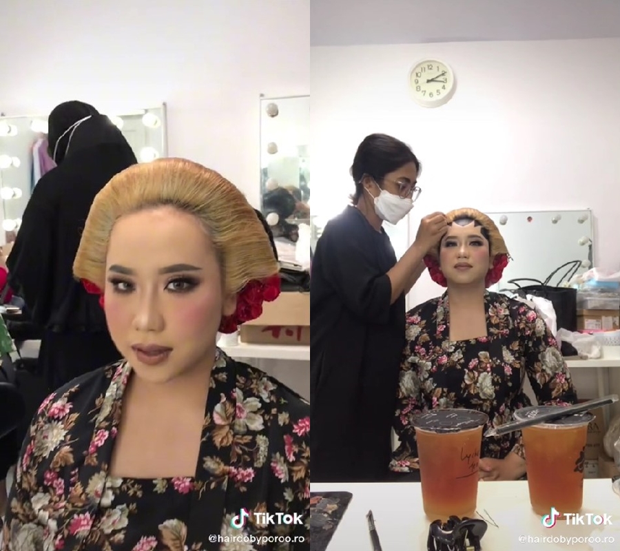 Pengantin berambut pirang ini dirias MUA pakai paes Jogja Putri, hasilnya akhirnya tak terduga