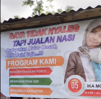 Kreatifnya pedagang pecel ini promosikan dagangan bak seorang caleg, nama penjualnya bikin salah fokus