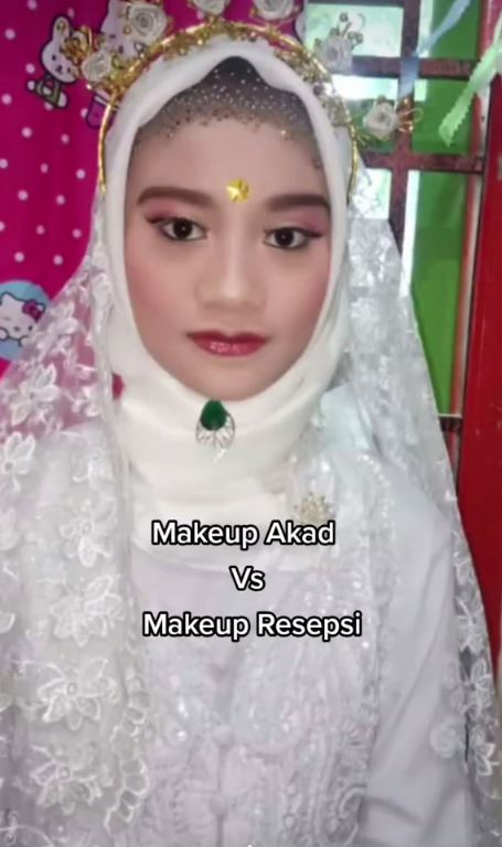 Potret perbandingan pengantin dirias MUA versus makeup sendiri, hasil akhirnya bak barbie
