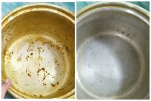 Tanpa pakai sabun, ini cara hilangkan noda bekas kunyit di panci rice cooker
