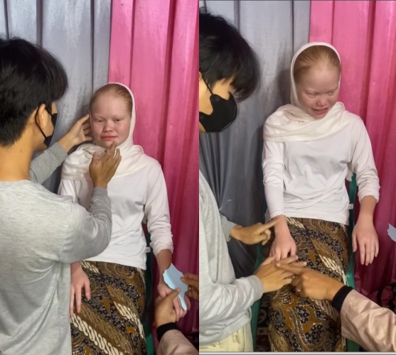 Transformasi wanita albino dirias MUA jadi pengantin Sunda, hasilnya manglingi bak beda orang