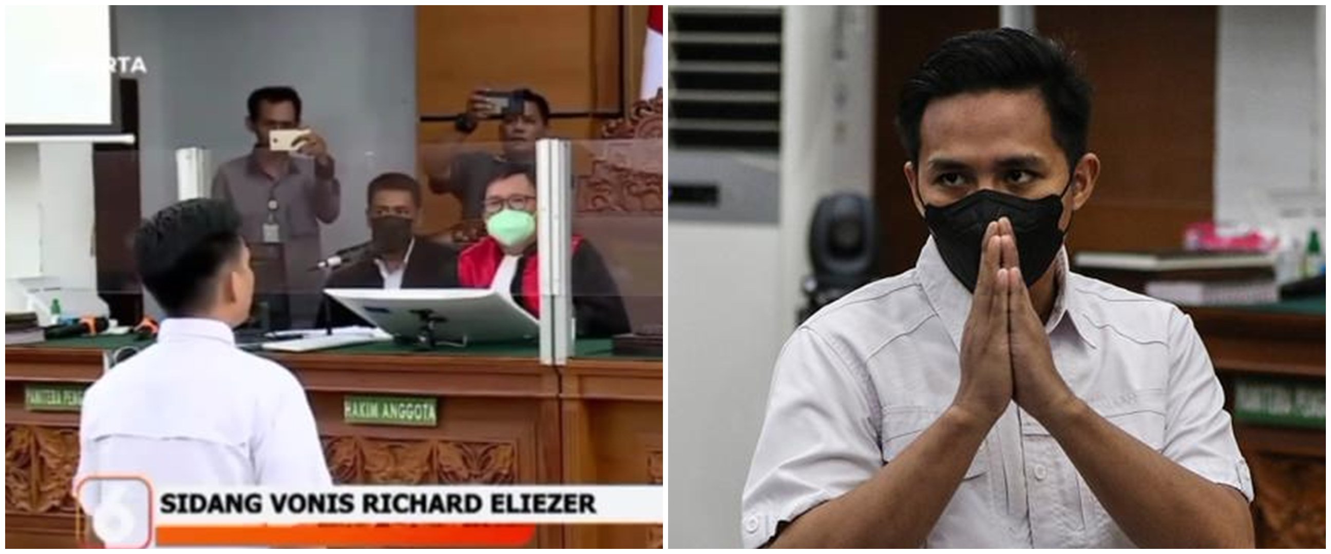 Momen isak tangis Bharada E pecah usai divonis 1,5 tahun, disambut riuh pendukungnya