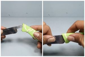 Cuma pakai kresek plastik bekas, ini cara perbaiki gagang pisau yang lepas