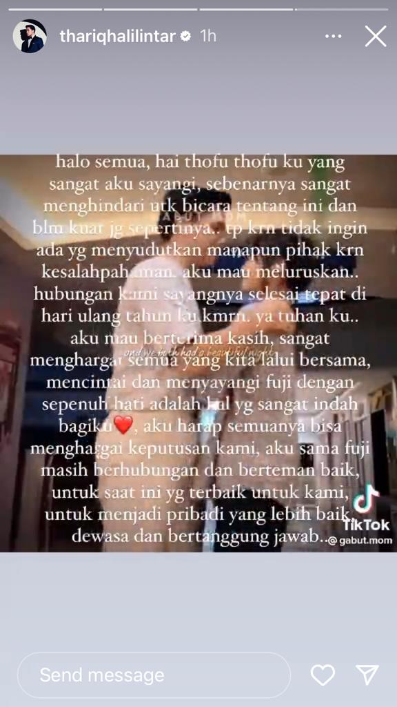 Thariq Halilintar putus asmara dari Fuji, jadi kado pahit di hari ulang tahunnya