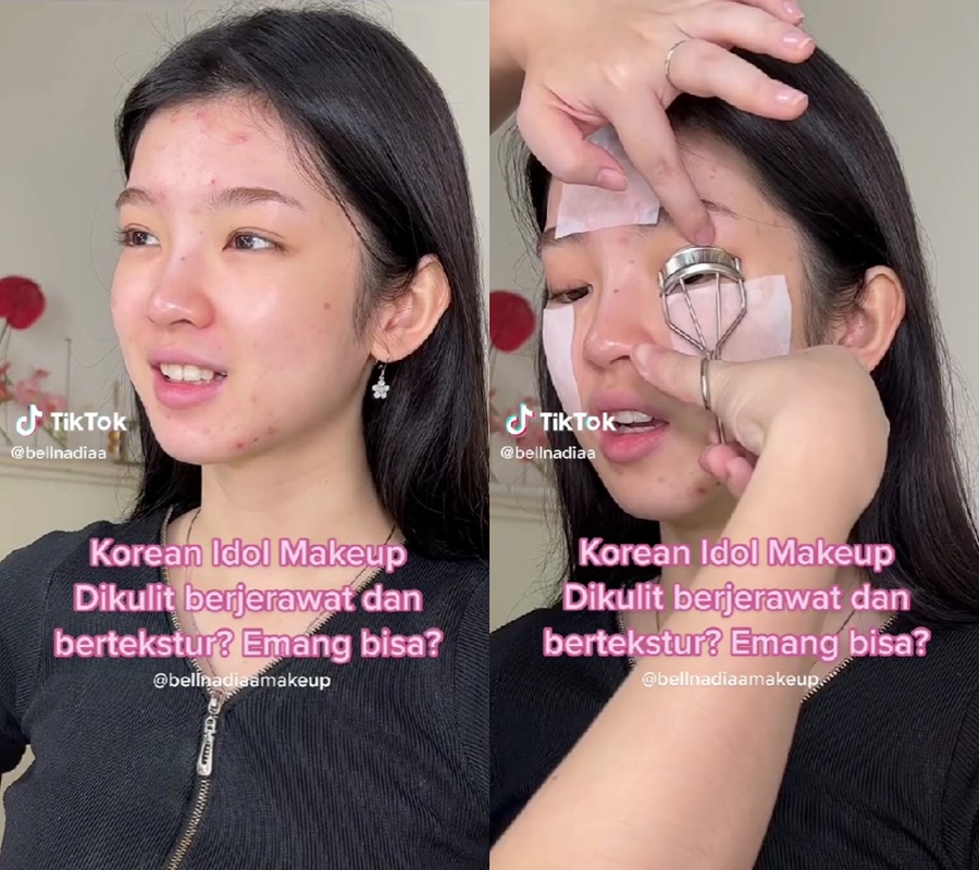Wanita berjerawat dirias ala idol K-Pop ini flawless abis, hasilnya bikin salah fokus