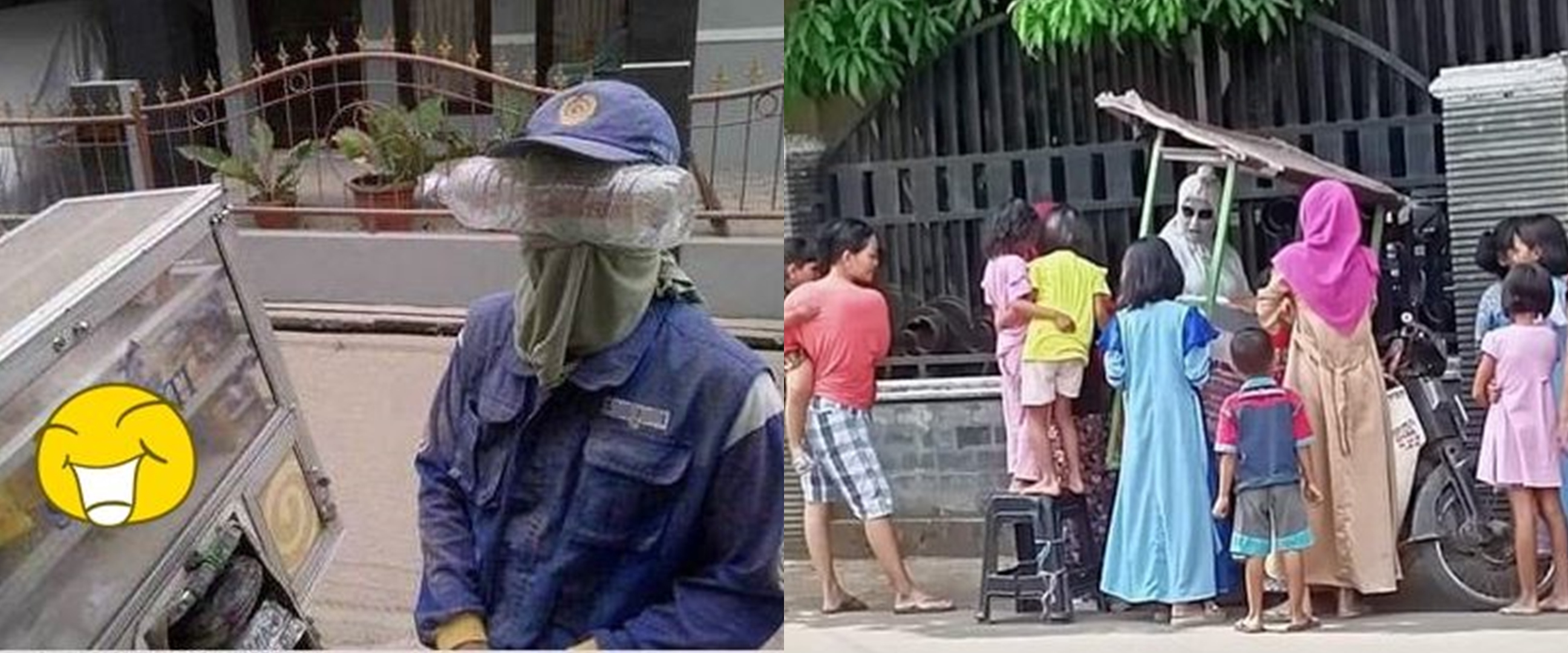 Dari pakai jas sampai cosplay pocong, 11 potret lucu outfit pedagang kaki lima ini bikin garuk kepala