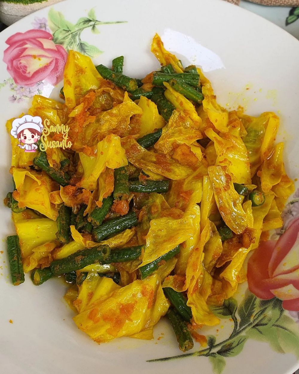 Recipe for stir-fried long beans mixed with yellow spiced cauliflower, delicious, simple and easy to make