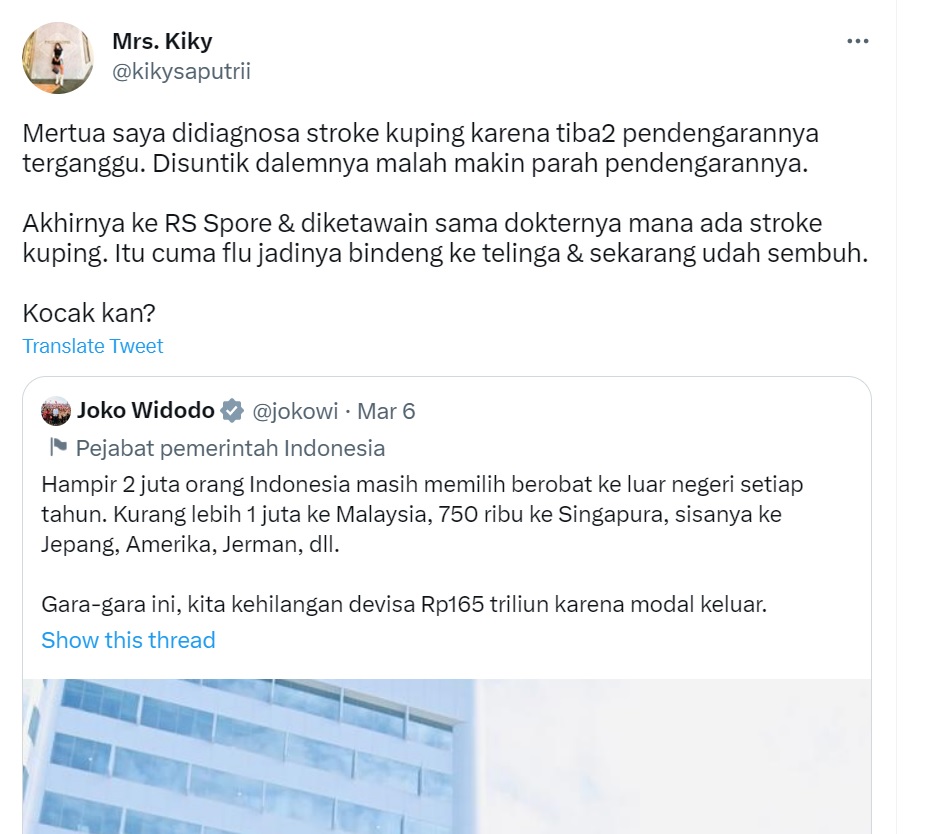 Curhatannya soal pelayanan RS diserang dokter Indonesia, begini respons menohok Kiky Saputri