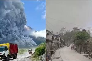 9 Penampakan erupsi Gunung Merapi, kondisi terasa seperti malam tertutup abu