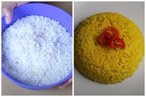 Trik masak nasi kuning agar mengilap dan gurih, cuma pakai satu bahan